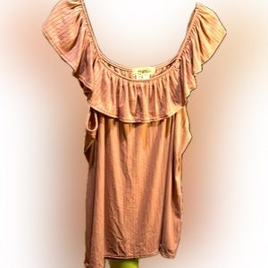 NWOTS Hapatic Rose Pink Ribbed Tank Top with ruffle T-shirt soft material ribbed